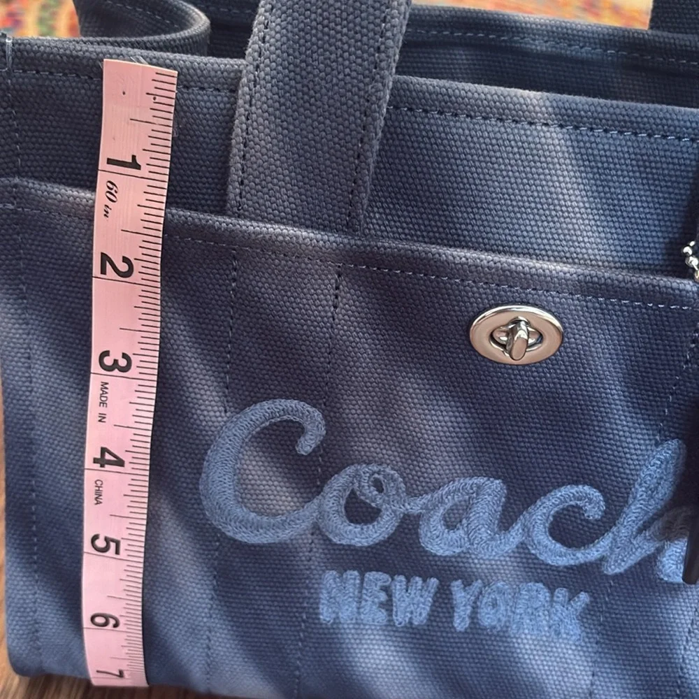 Coach Navy Blue Canvas Tote with Embroidered Logo